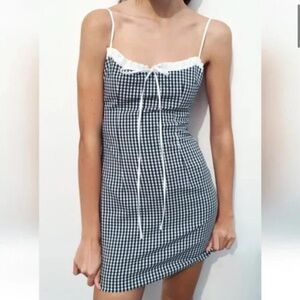 Zara Black and White Checkered Mini Dress